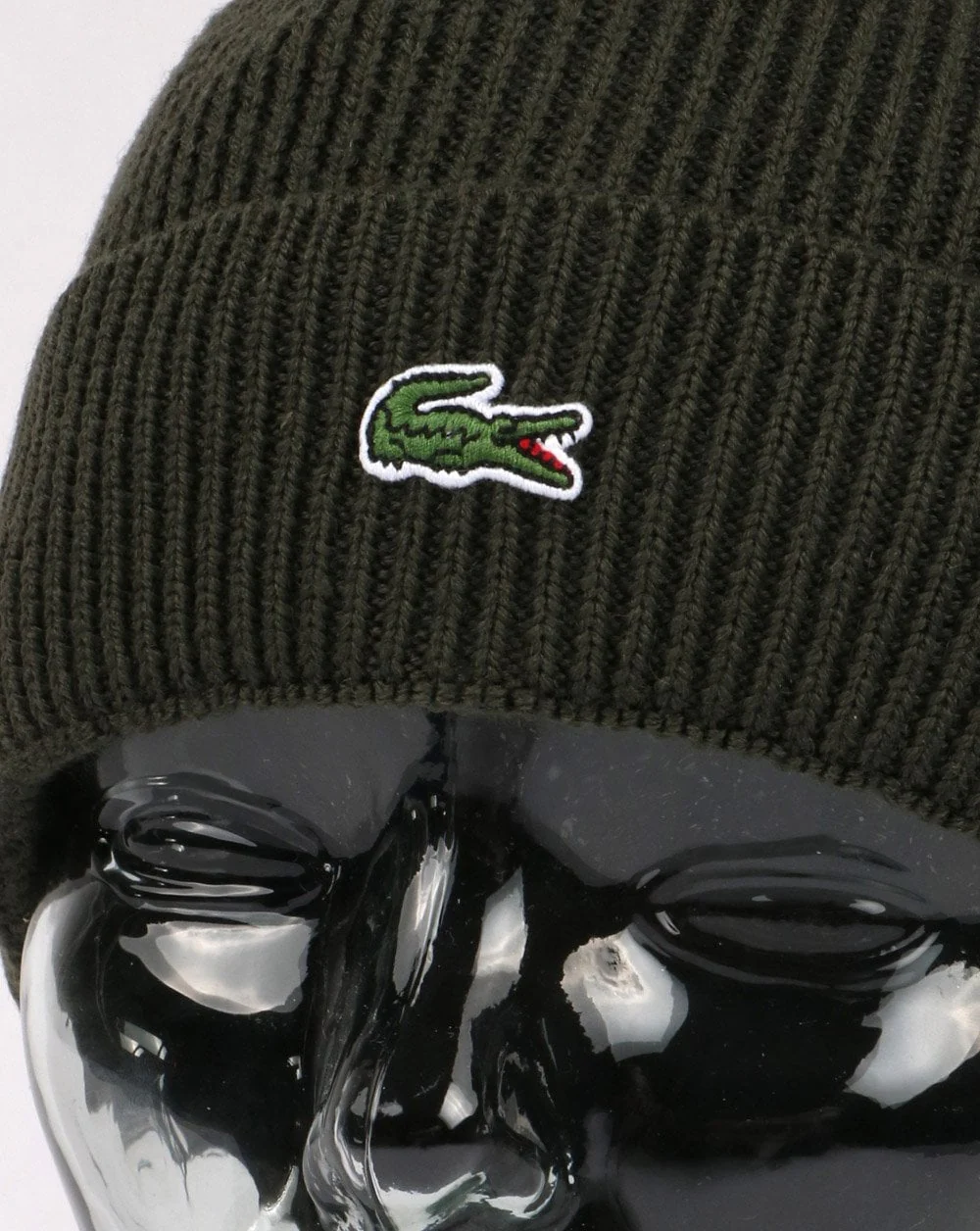 Lacoste Turn Up Ribbed Wool Beanie Green - Image 2