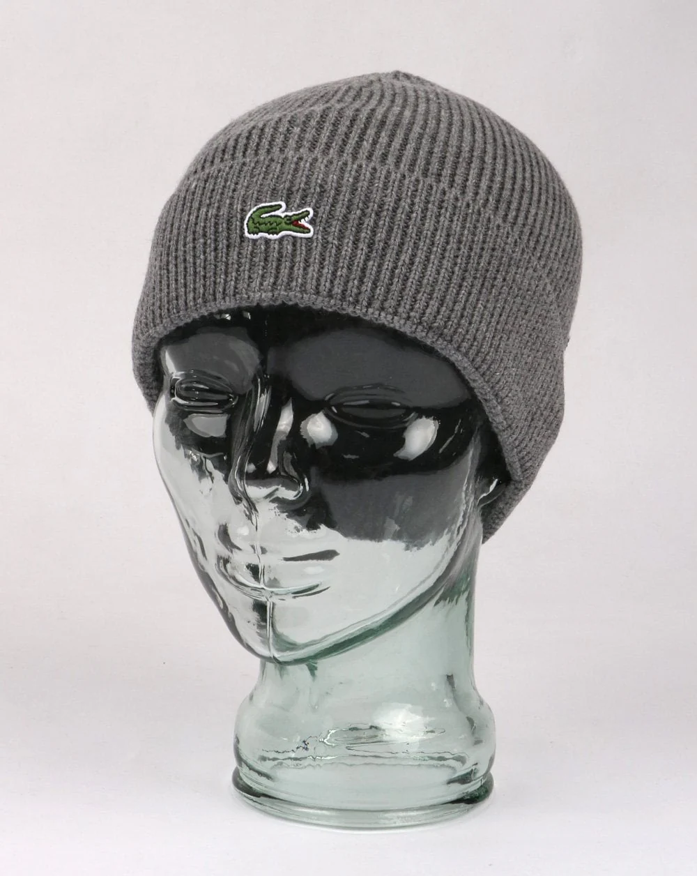 Lacoste Turn Up Ribbed Wool Beanie Stone