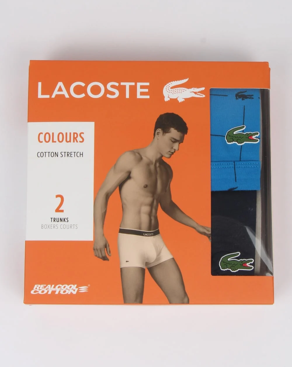 Lacoste Twin Pack Boxer Shorts Navy/brill Blue - Image 2