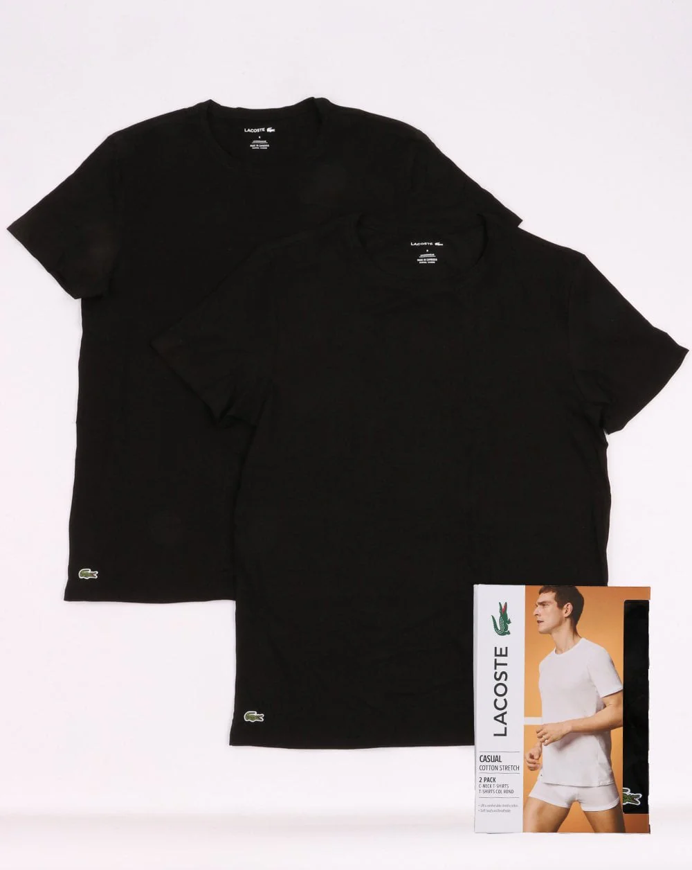 Lacoste Twin Pack Crew Neck T-shirts Black