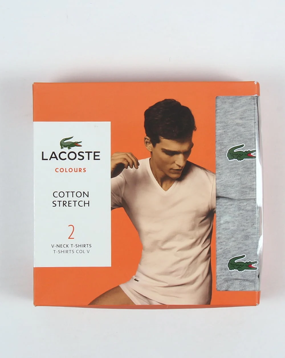 Lacoste Twin Pack V Neck T Shirts Grey - Image 3