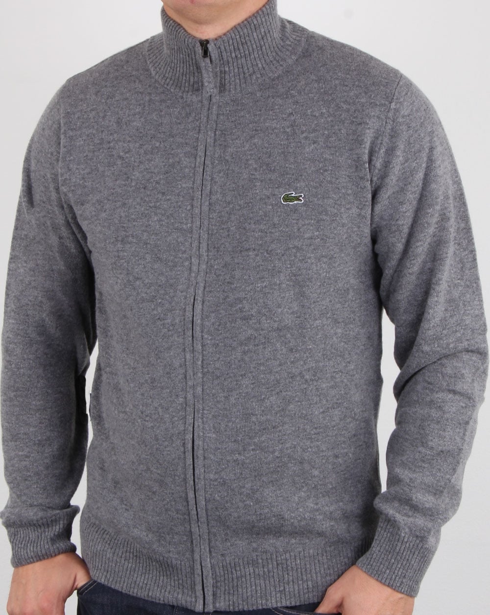 Lacoste Wool Full Zip Jumper Grey - Image 2