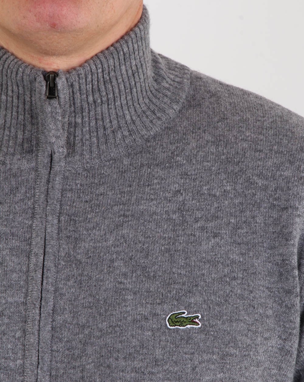 Lacoste Wool Full Zip Jumper Grey - Image 3