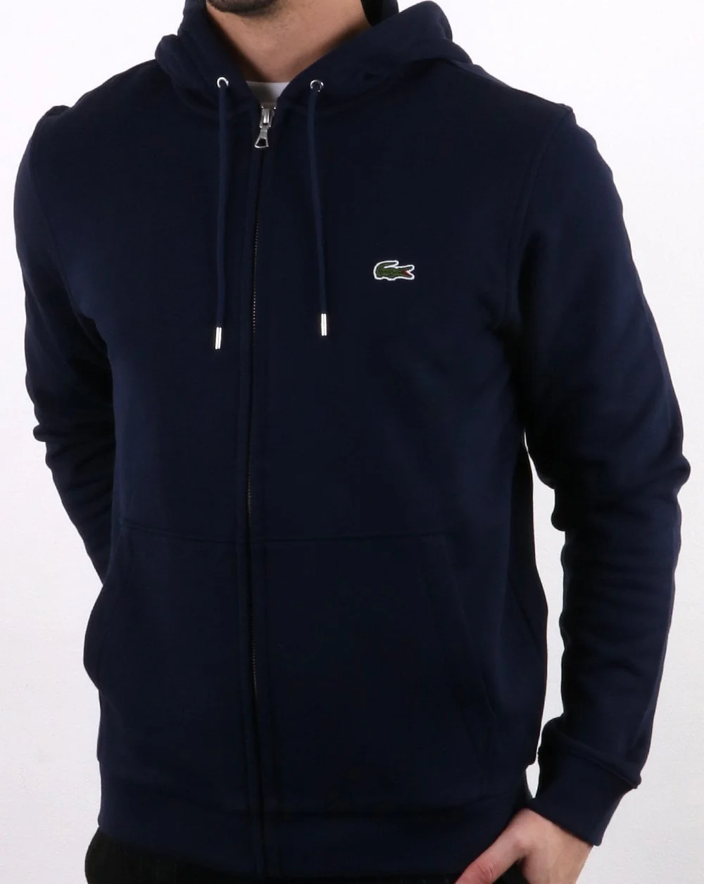 Lacoste Zip Through Hooded Sweatshirt Navy - Image 2