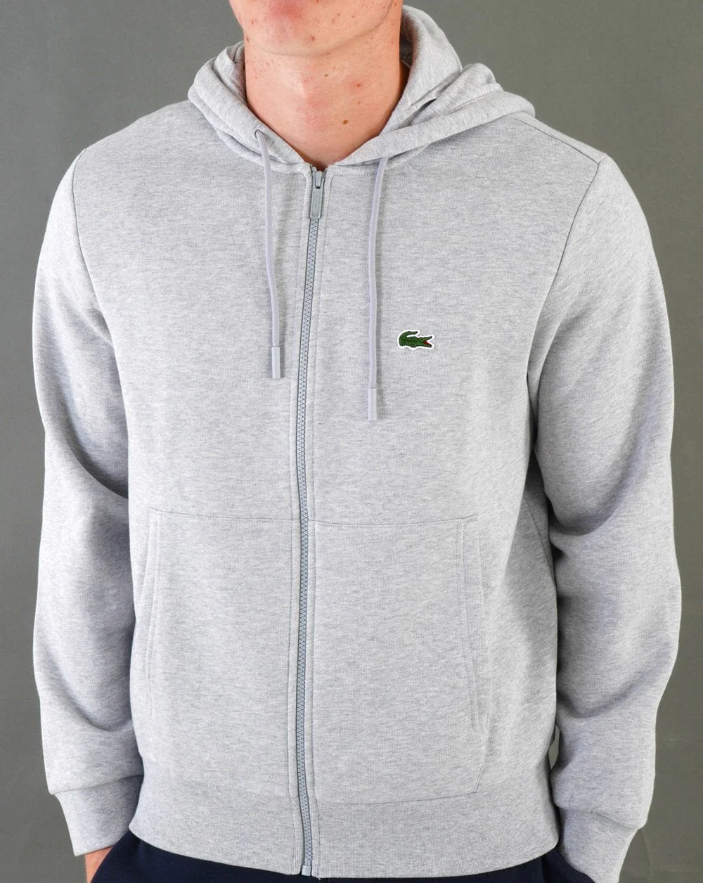 Lacoste Zip Through Hoodie Silver Chine - Image 2