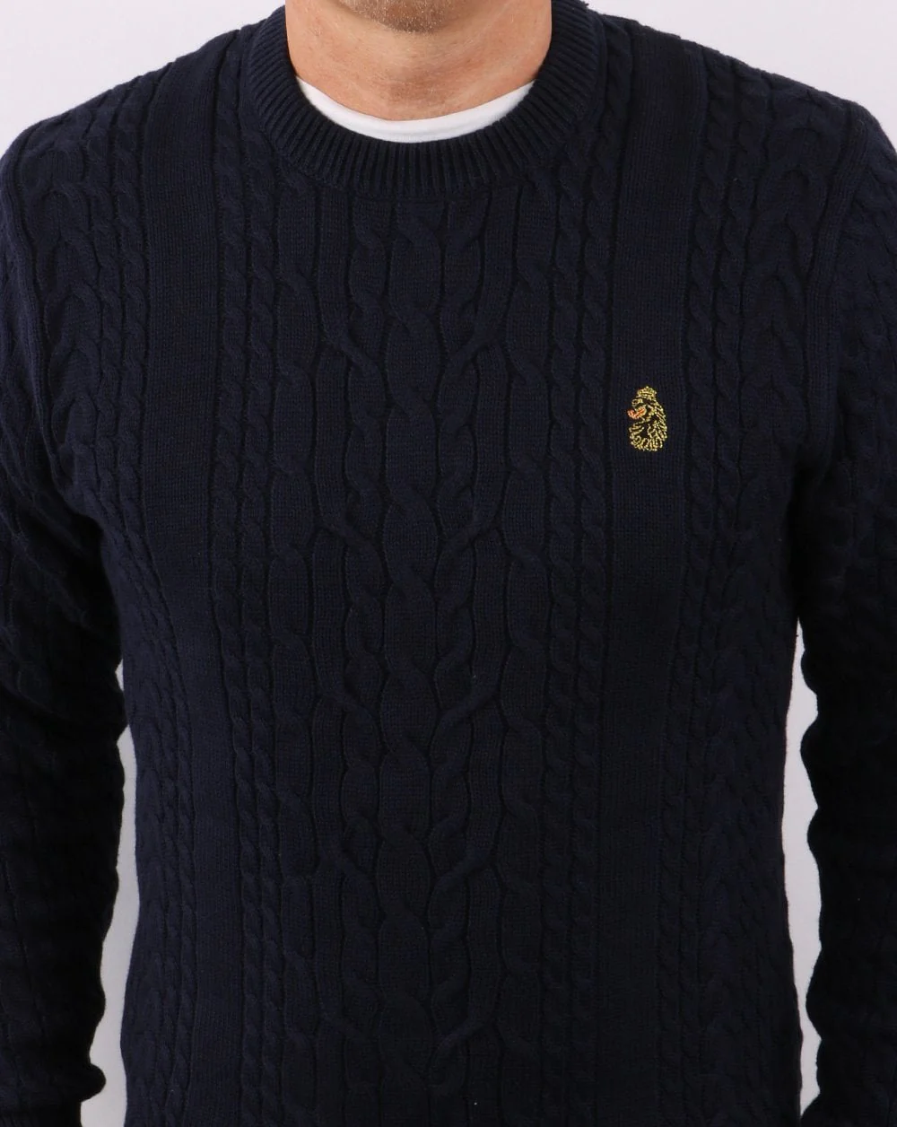 Luke Carter Johnson Cable Knit Dark Navy - Image 4