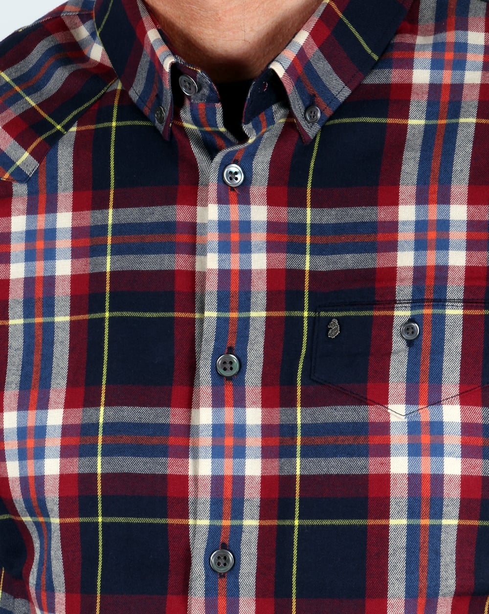 Luke Flannel check Shirt Navy - Image 2