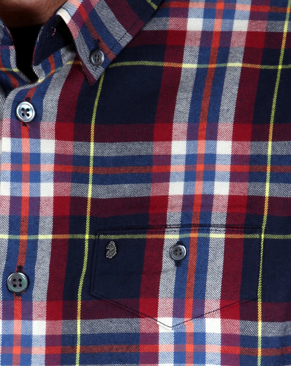 Luke Flannel check Shirt Navy - Image 3