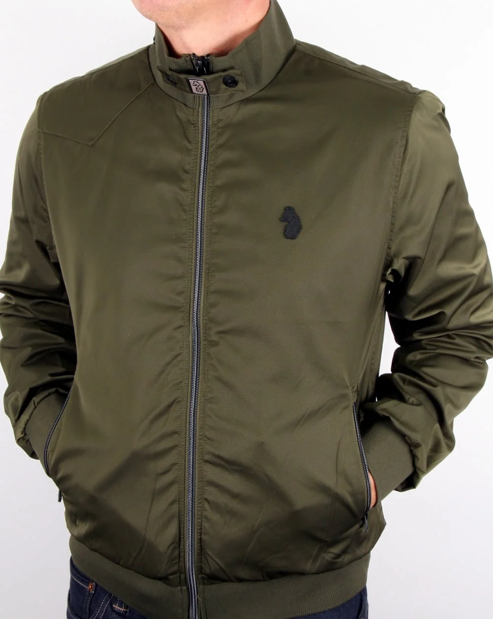 Luke Fluff Nut Funnel Neck Bomber Jacket Khaki - Image 3