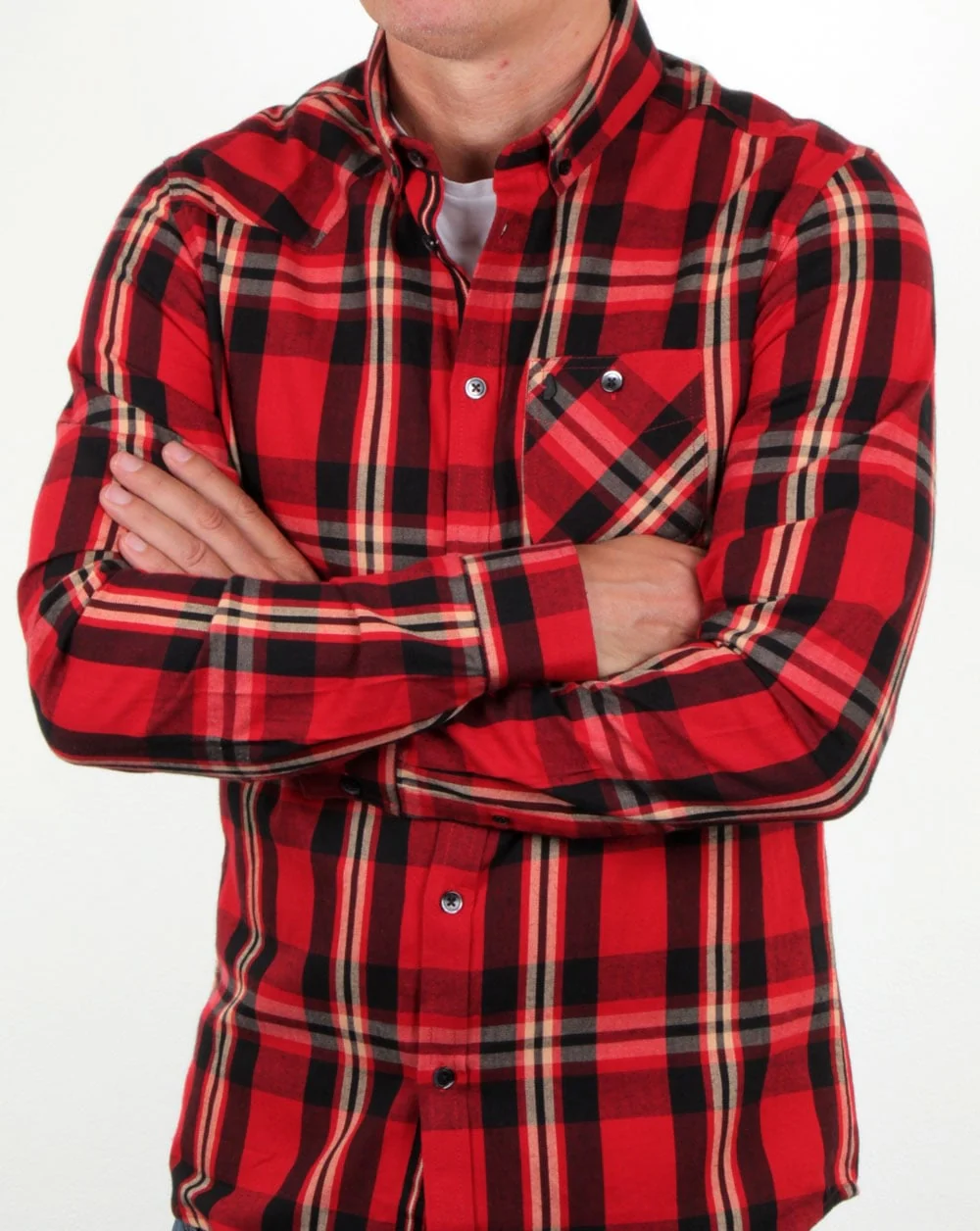 Luke Heyday Patch Pocket Detail Shirt Red Mix Check - Image 3