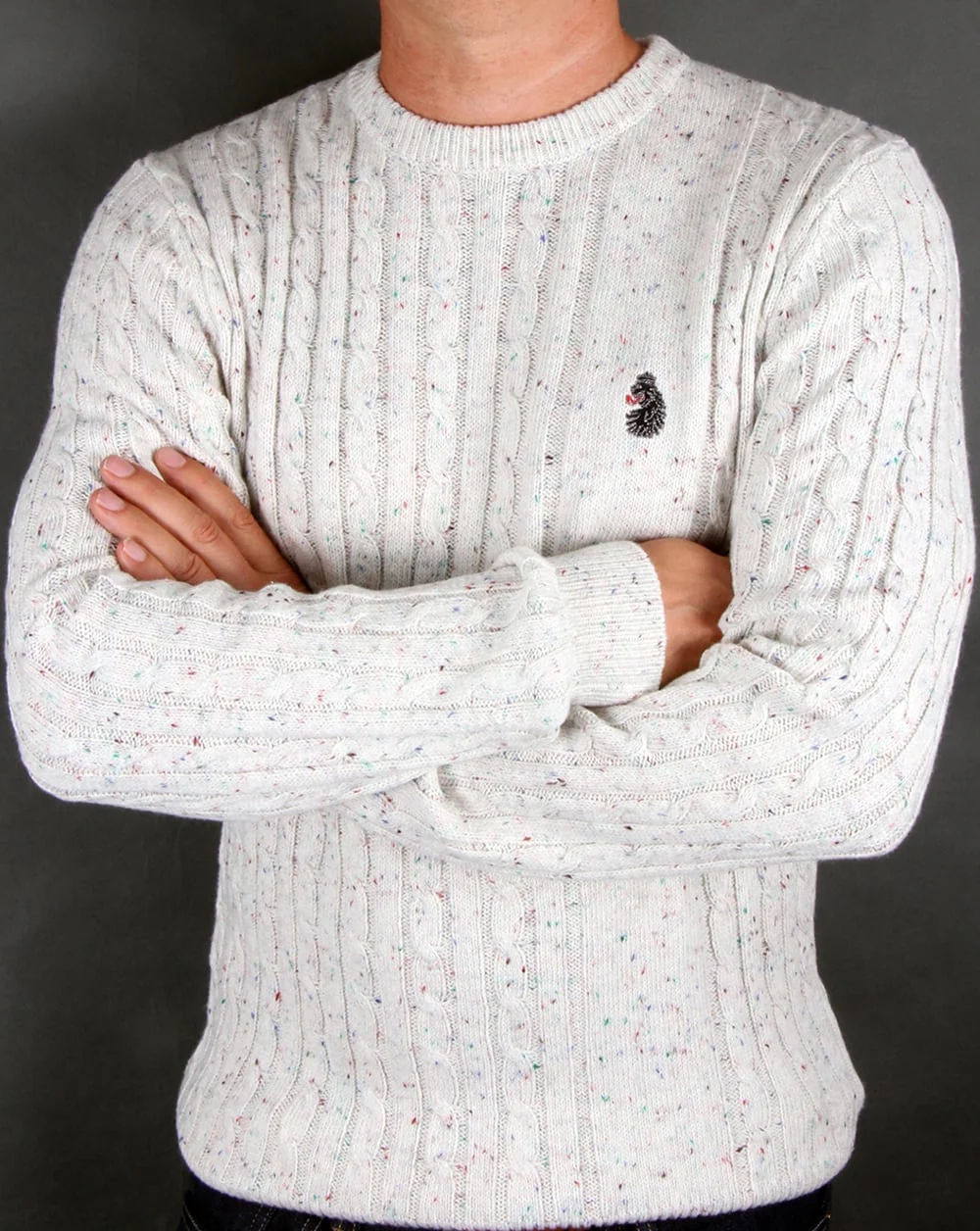 Luke Horton Cable Knit Jumper Antique White - Image 3
