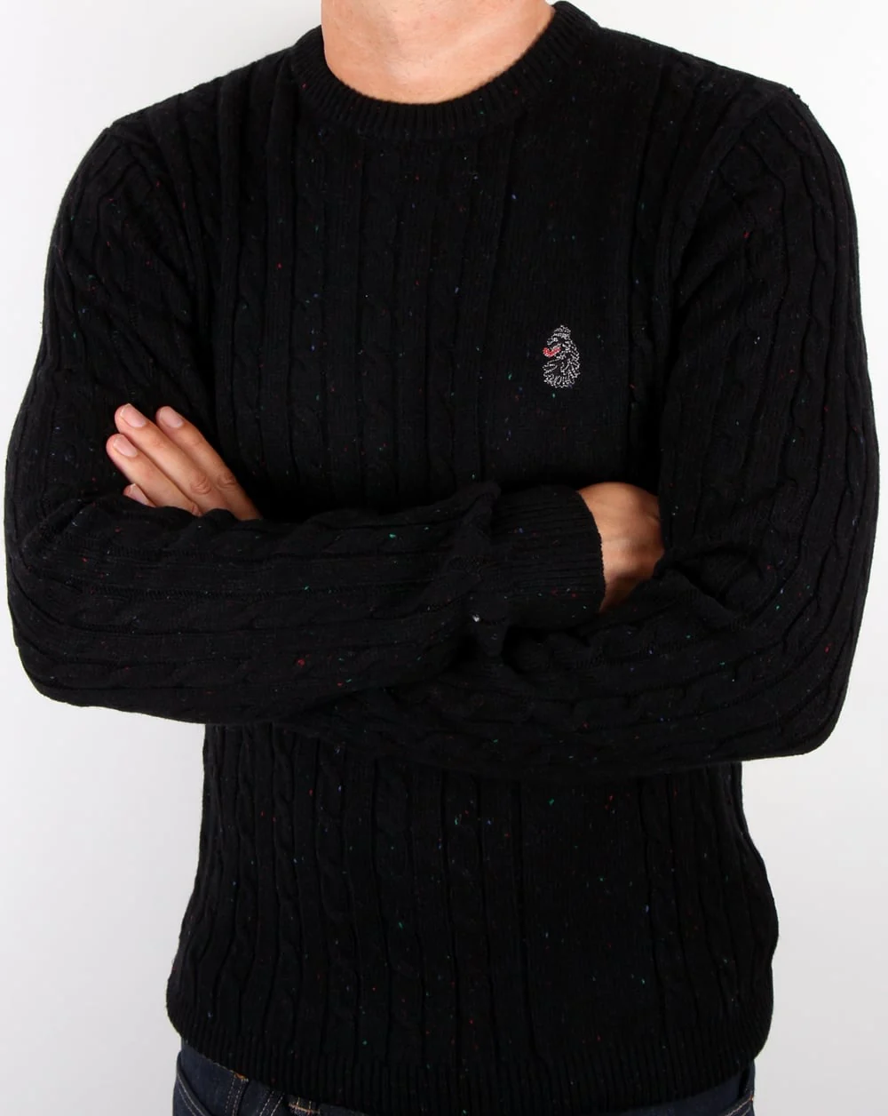 Luke Horton Cable Knit Jumper Black - Image 3
