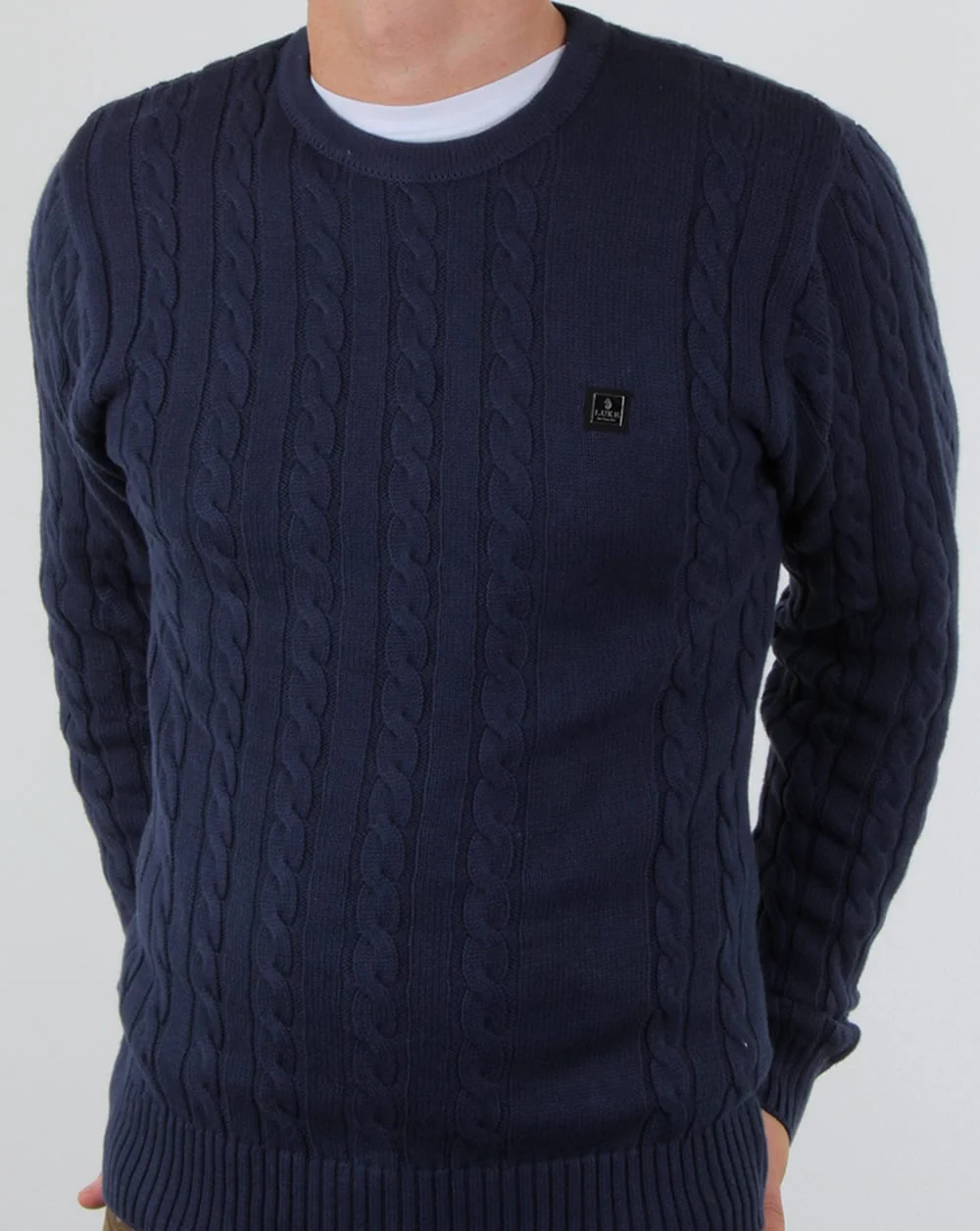 Luke Horton Cable Knit Jumper Dark Navy - Image 3