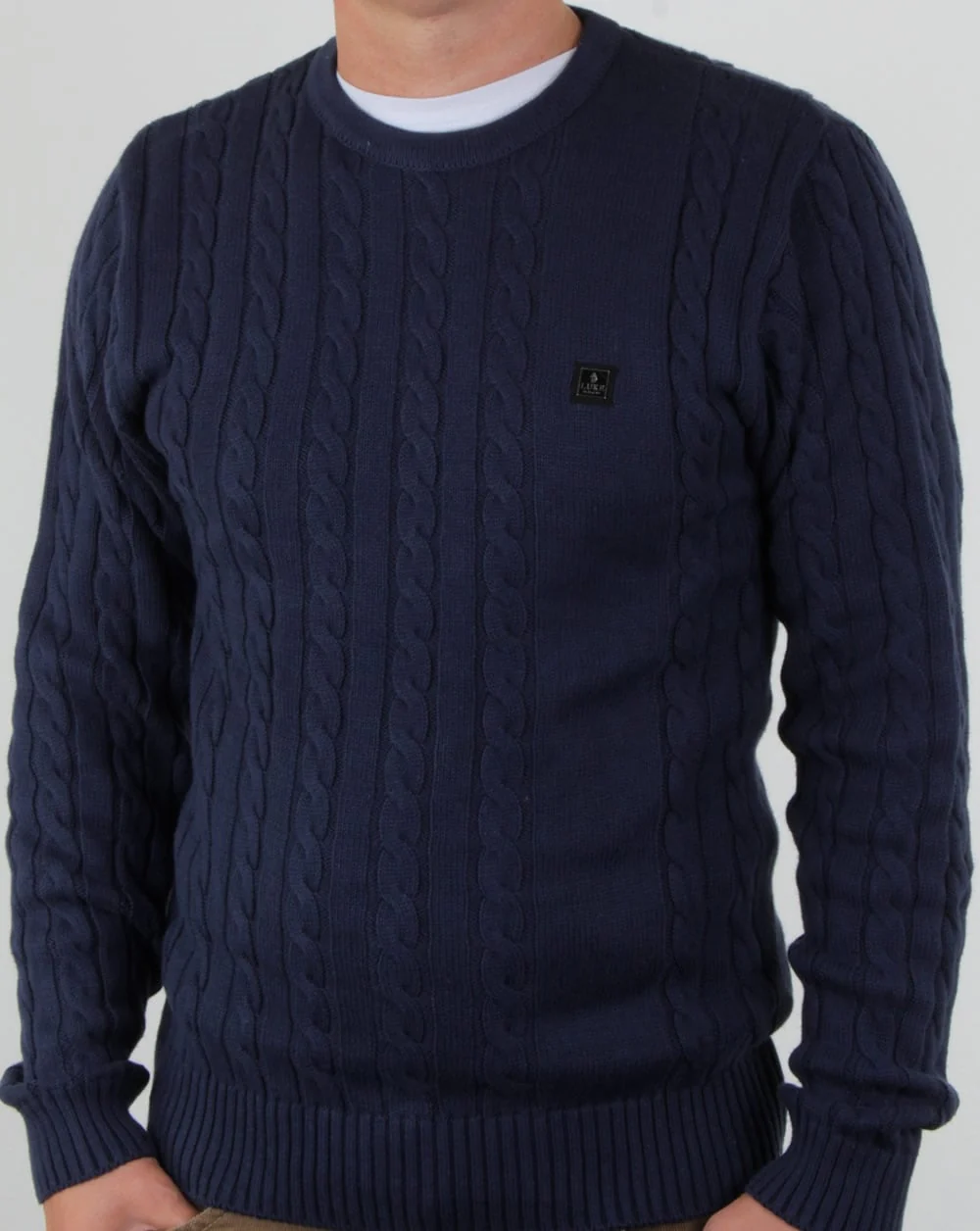 Luke Horton Cable Knit Jumper Dark Navy - Image 4