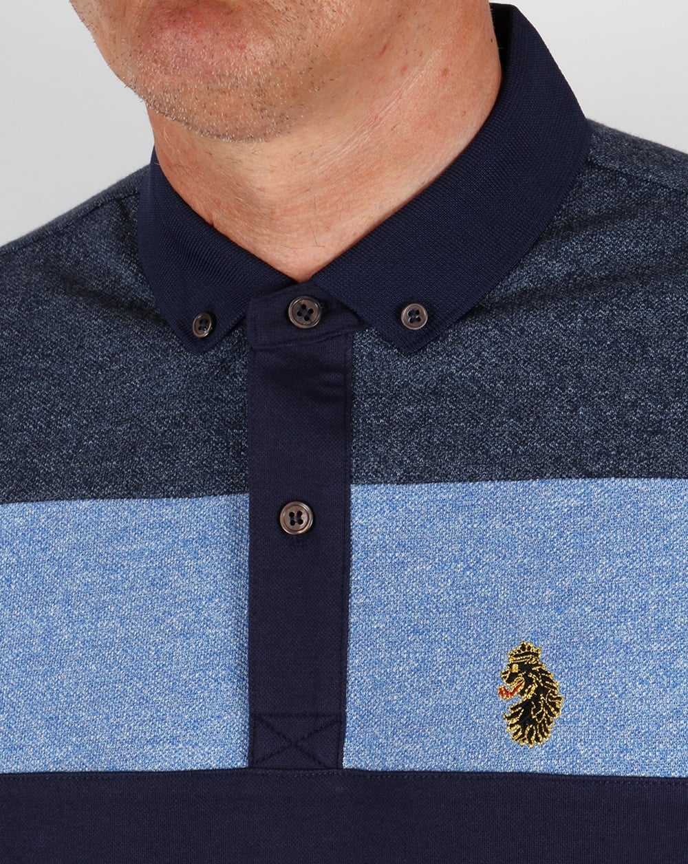 Luke Mickey Spacer Striped Polo Shirt Royal - Image 2