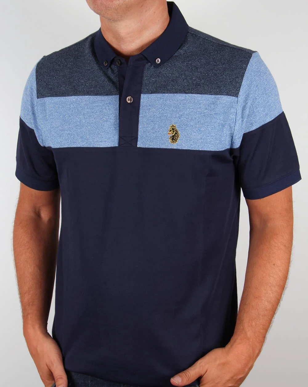 Luke Mickey Spacer Striped Polo Shirt Royal - Image 3