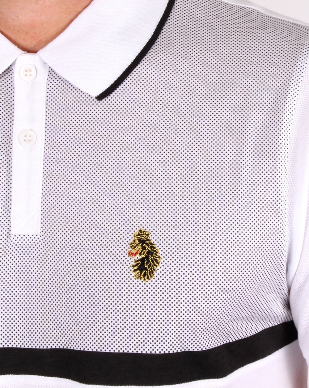 Luke Modern Classik Zip Polo Shirt White - Image 2