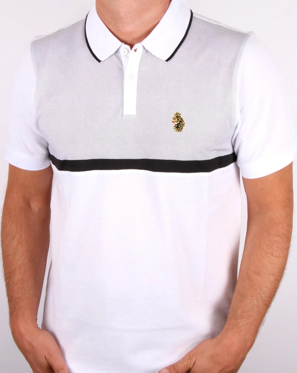 Luke Modern Classik Zip Polo Shirt White - Image 3
