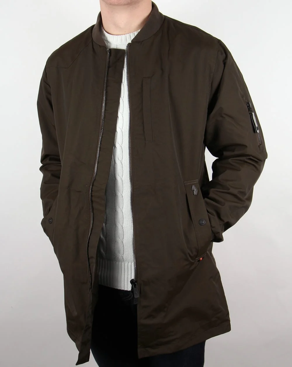 Luke Nation Long Length Jacket Deep Khaki - Image 2