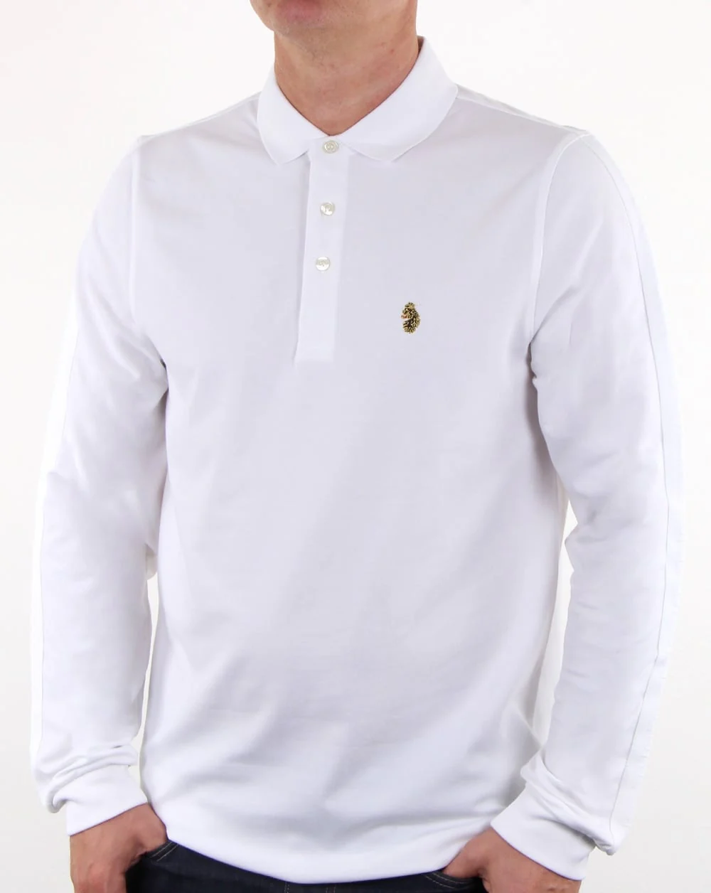 Luke Pinsent Long Sleeve Polo White