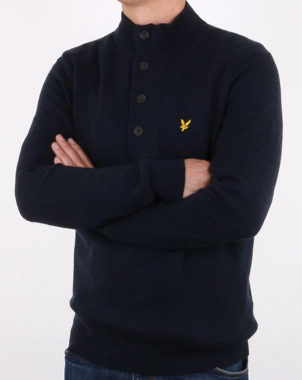 Lyle And Scott 1/2 button funnel knit Dark Navy - Image 3