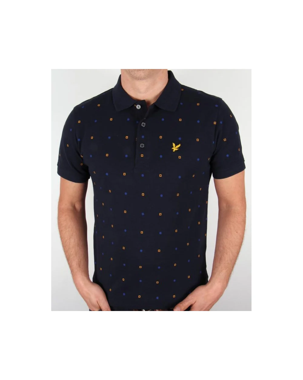 Lyle And Scott Archive Micro Print Polo Shirt Navy