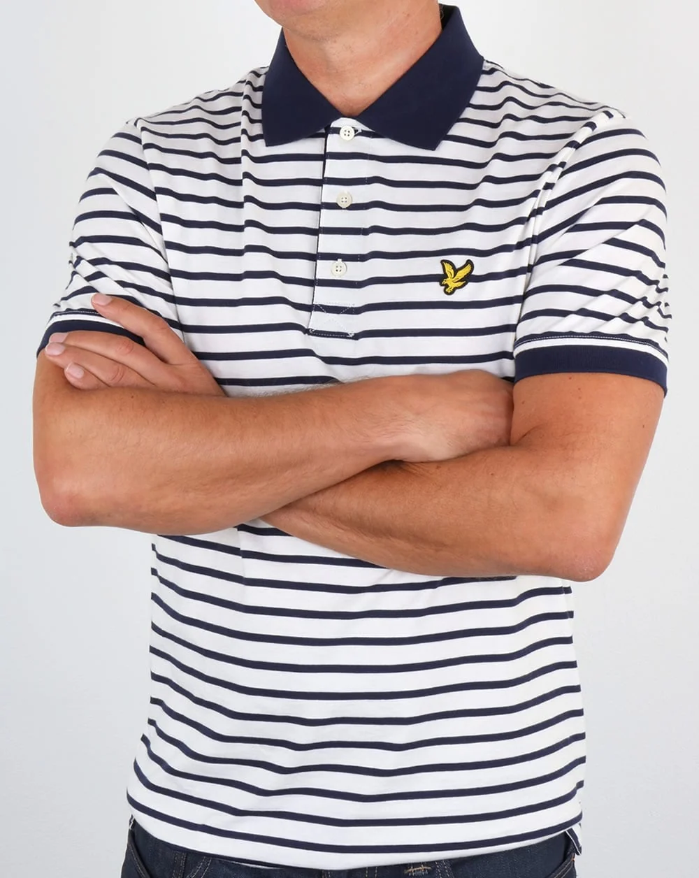 Lyle And Scott Breton Stripe Polo Shirt Off White - Image 3