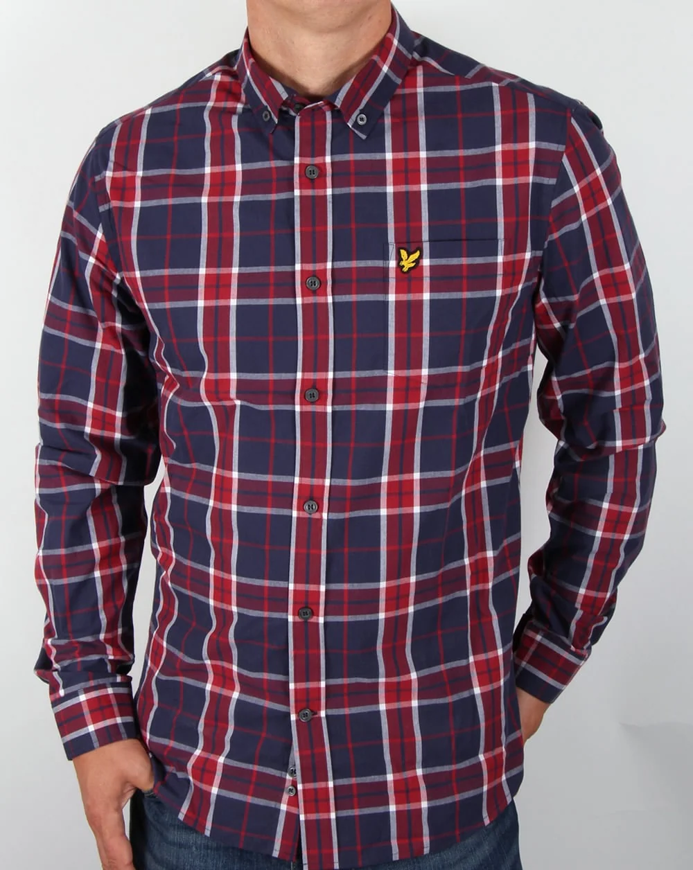 Lyle And Scott Check Shirt Ruby - Image 3