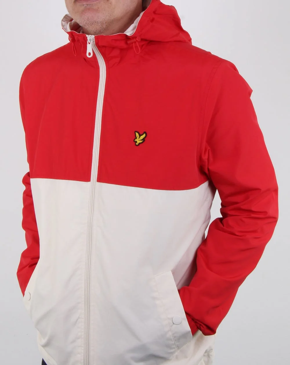 Lyle And Scott Colour Block Jacket Tomato Red - Image 4