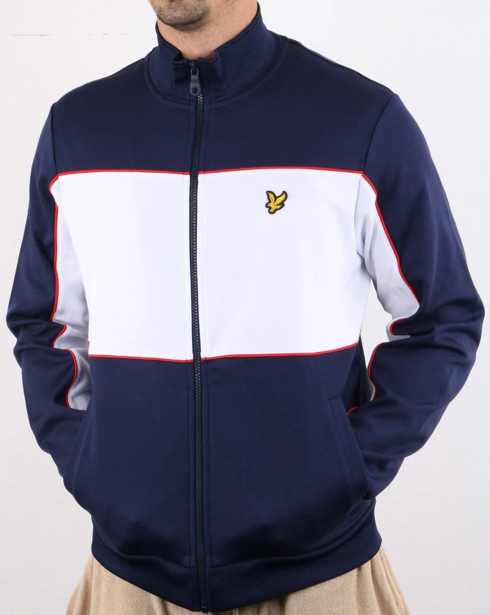 Lyle And Scott Colour Block Track Jacket Navy - Image 3