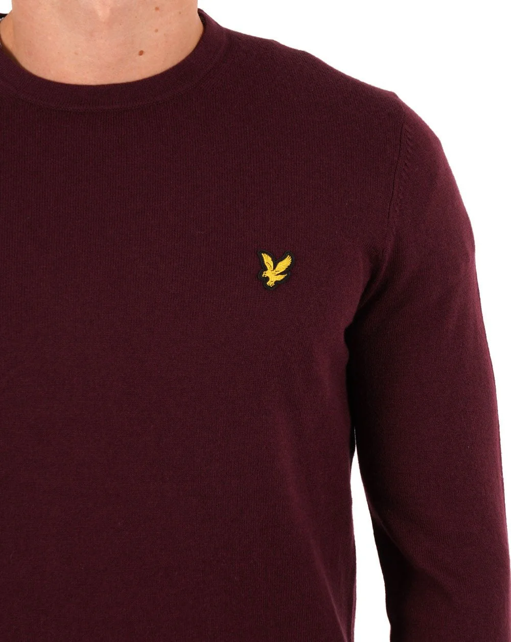Lyle And Scott Cotton Merino Crew Jumper Burgundy - Image 2