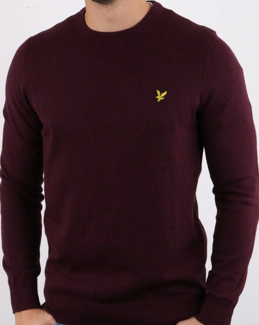 Lyle And Scott Cotton Merino Crew Jumper Burgundy Marl