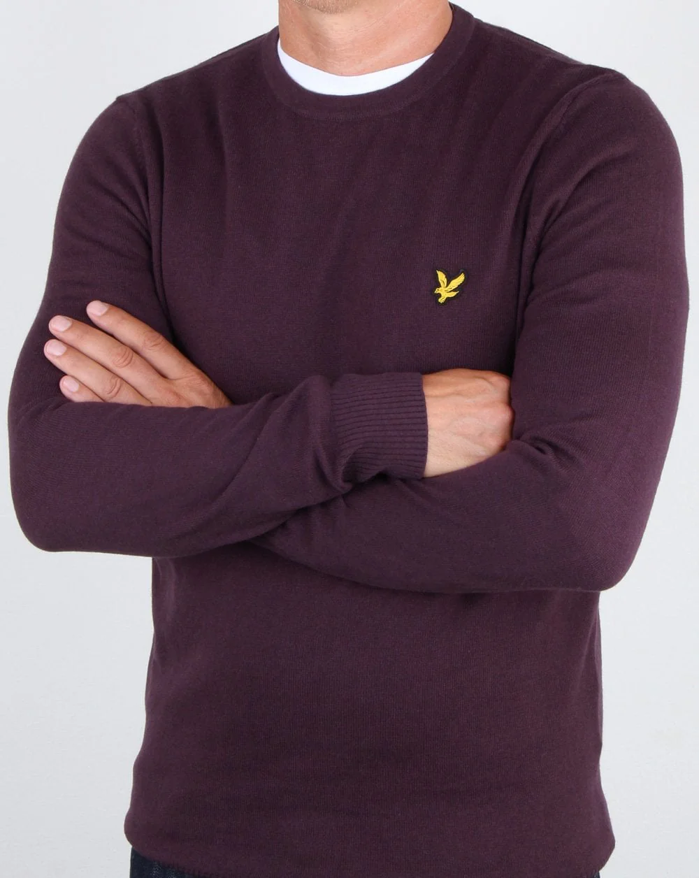 Lyle And Scott Cotton Merino Crew Jumper Deep Plum - Image 3