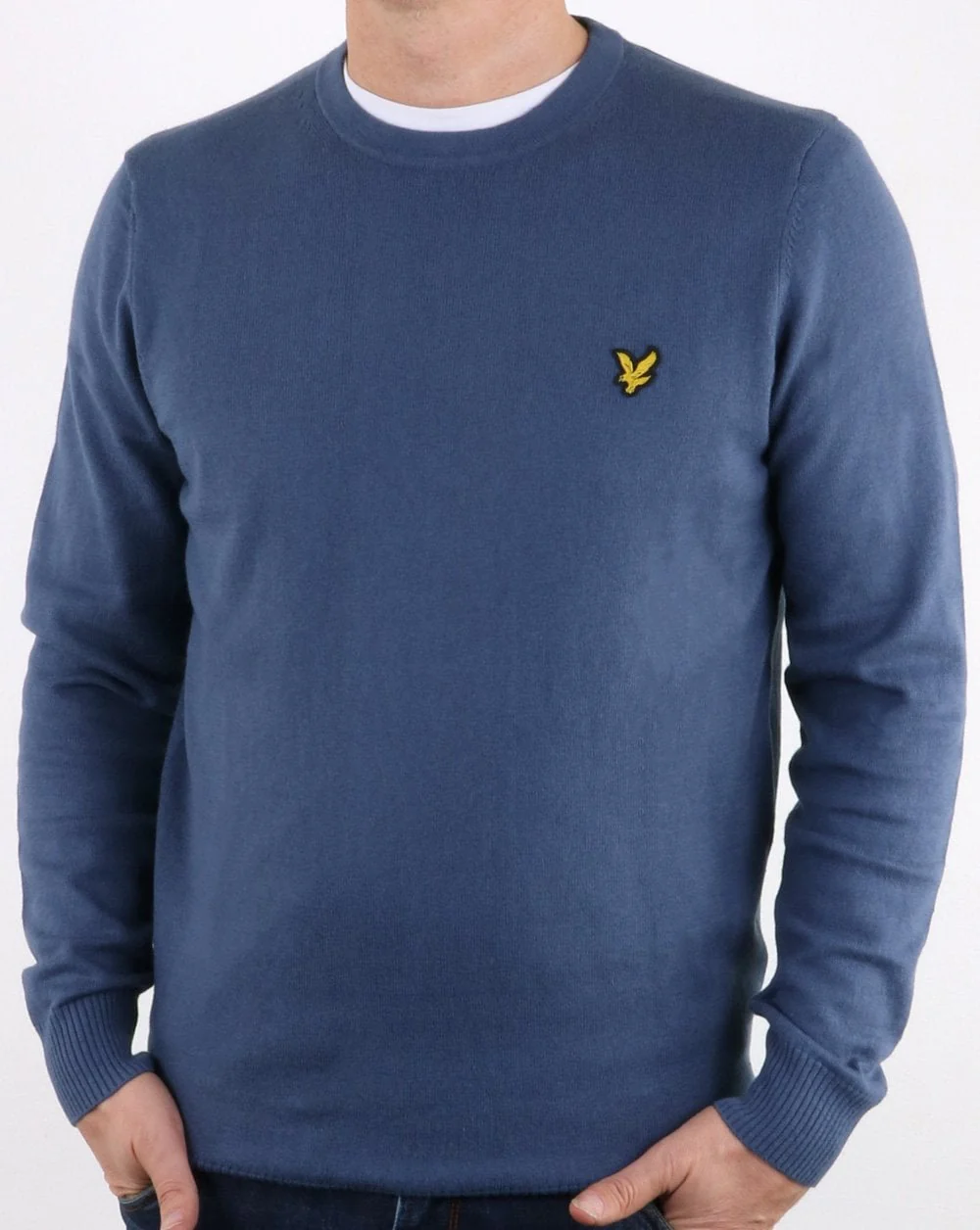 Lyle And Scott Cotton Merino Crew Jumper Frost Blue