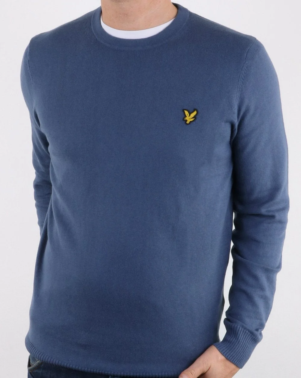 Lyle And Scott Cotton Merino Crew Jumper Frost Blue - Image 2