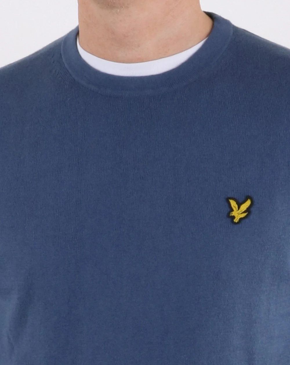 Lyle And Scott Cotton Merino Crew Jumper Frost Blue - Image 4