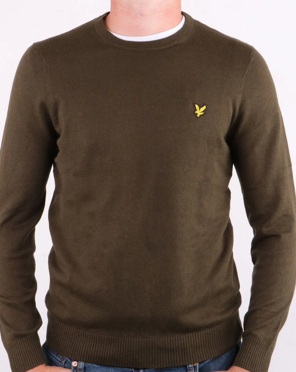 Lyle And Scott Cotton Merino Crew Jumper Trek Green - Image 3