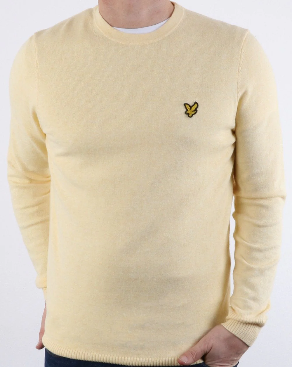 Lyle And Scott Cotton Merino Crew Jumper Vanilla Cream Marl - Image 2