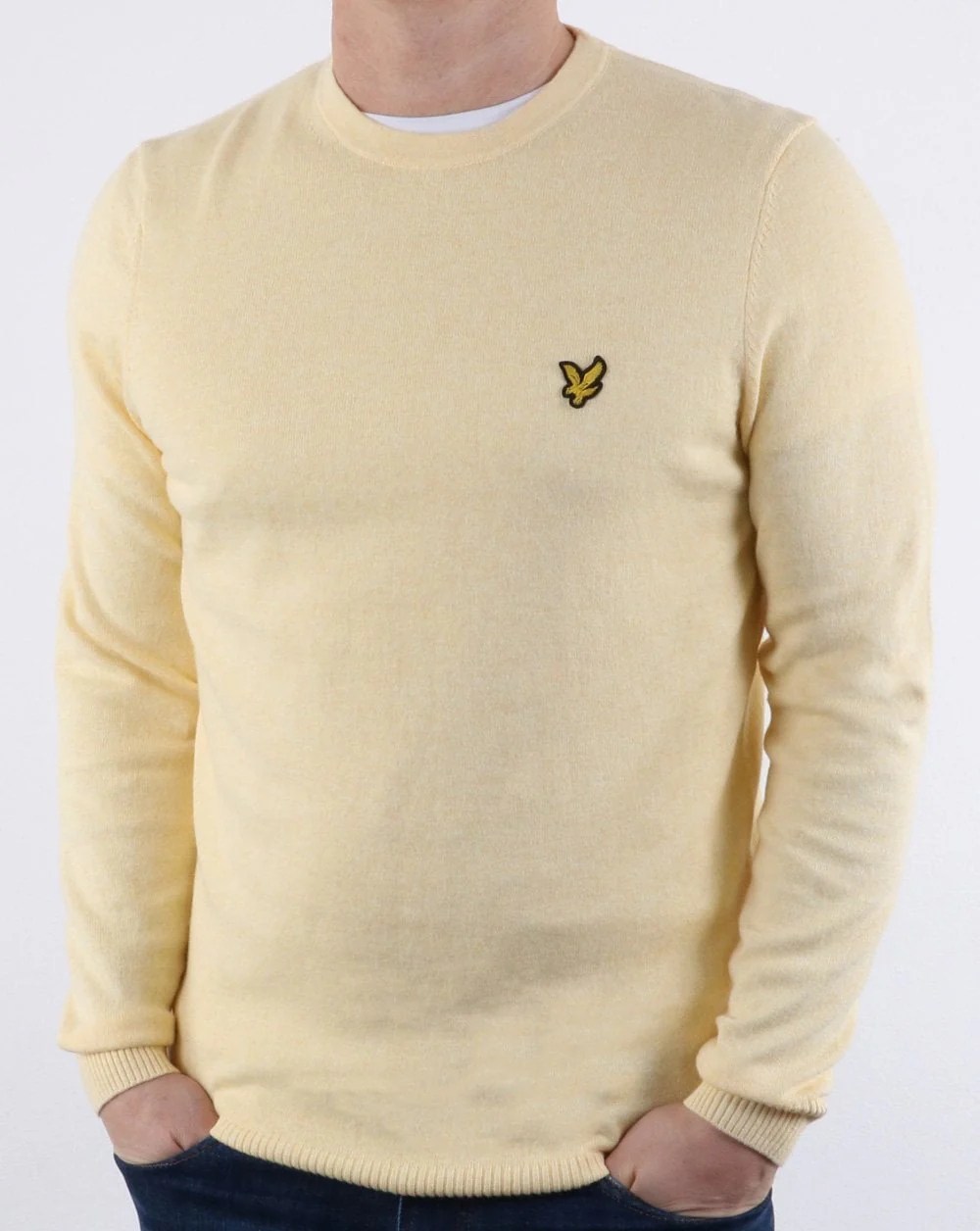 Lyle And Scott Cotton Merino Crew Jumper Vanilla Cream Marl - Image 3