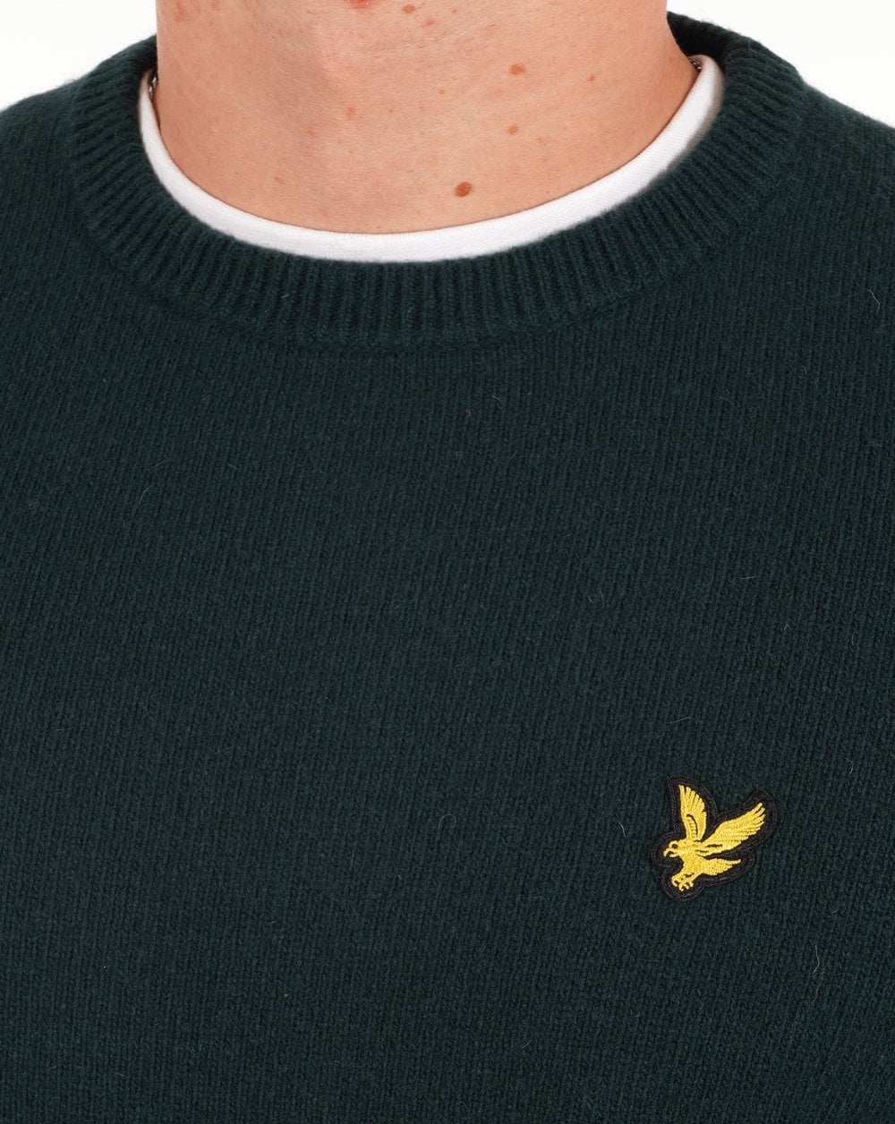 Lyle And Scott Crew Neck Lambswool knit Dark Green - Image 2