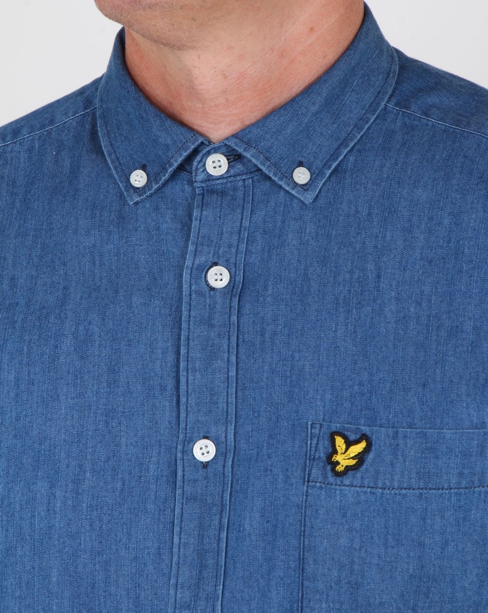 Lyle And Scott Denim Shirt Light Indigo Blue - Image 2