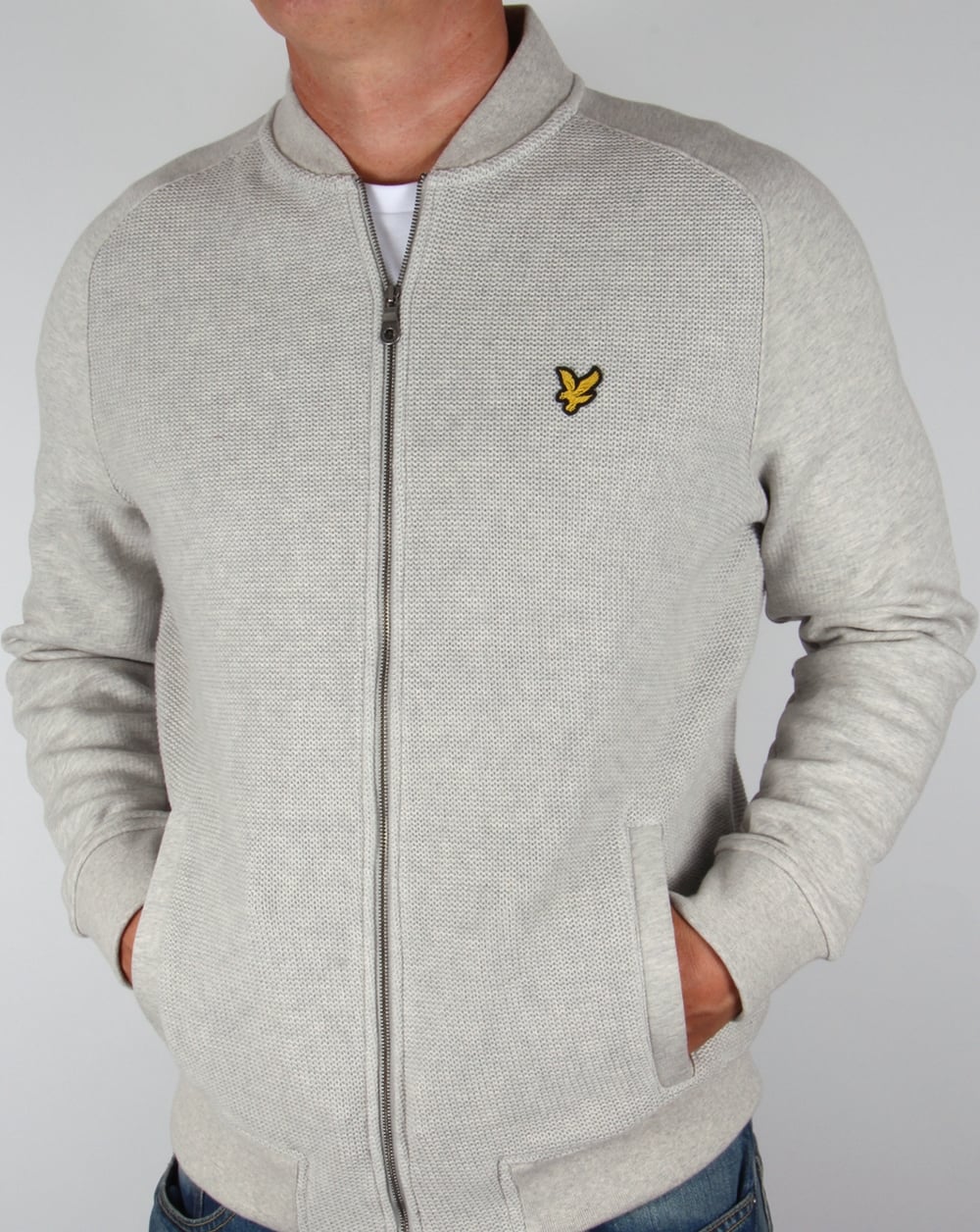 Lyle And Scott Double Faced Bomber Light Grey Marl - Image 3