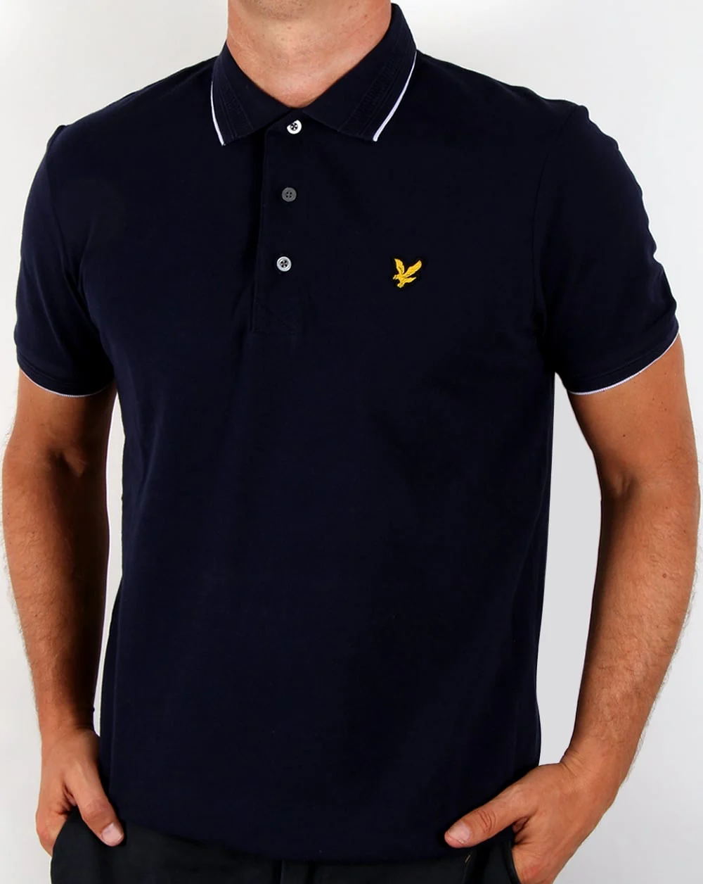 Lyle And Scott Jacquard Collar Polo Shirt Navy