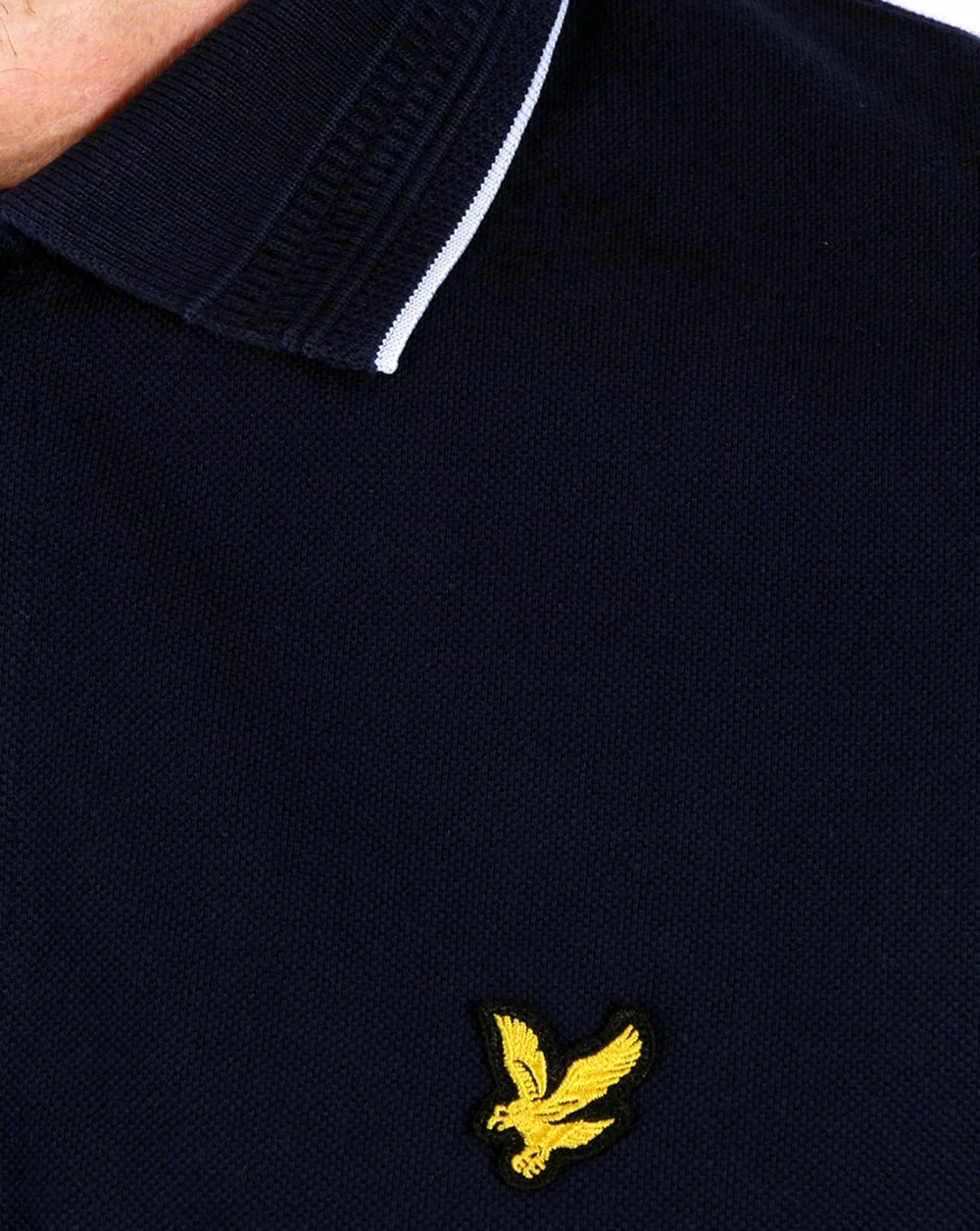 Lyle And Scott Jacquard Collar Polo Shirt Navy - Image 3