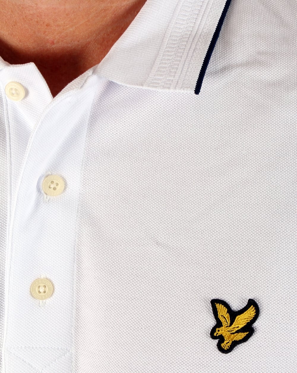 Lyle And Scott Jacquard Collar Polo Shirt White - Image 2