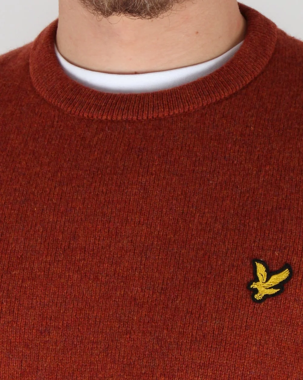 Lyle And Scott Lambswool Jumper Burnt Redwood - Image 2