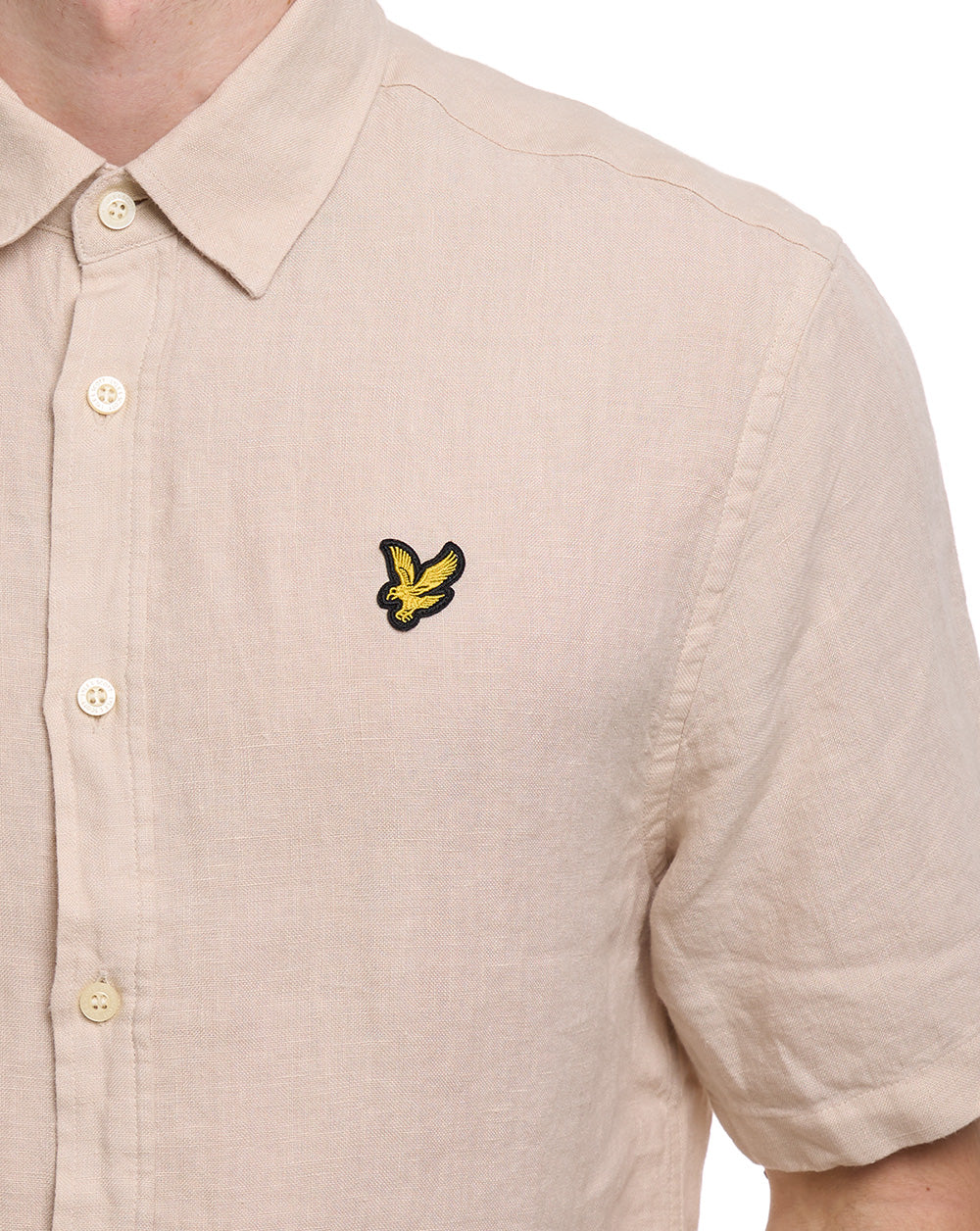 Lyle & Scott Linen Blend SS Shirt Stone - Image 3