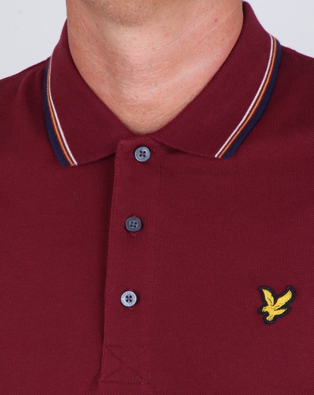 Lyle And Scott Long Sleeve Tipped Polo Shirt Claret Jug - Image 2