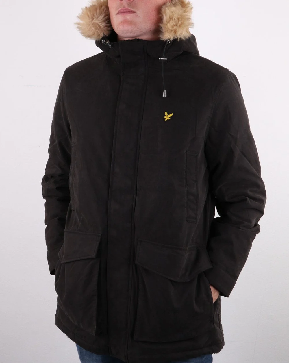Lyle And Scott Microfleece Lined Parka Jet Black