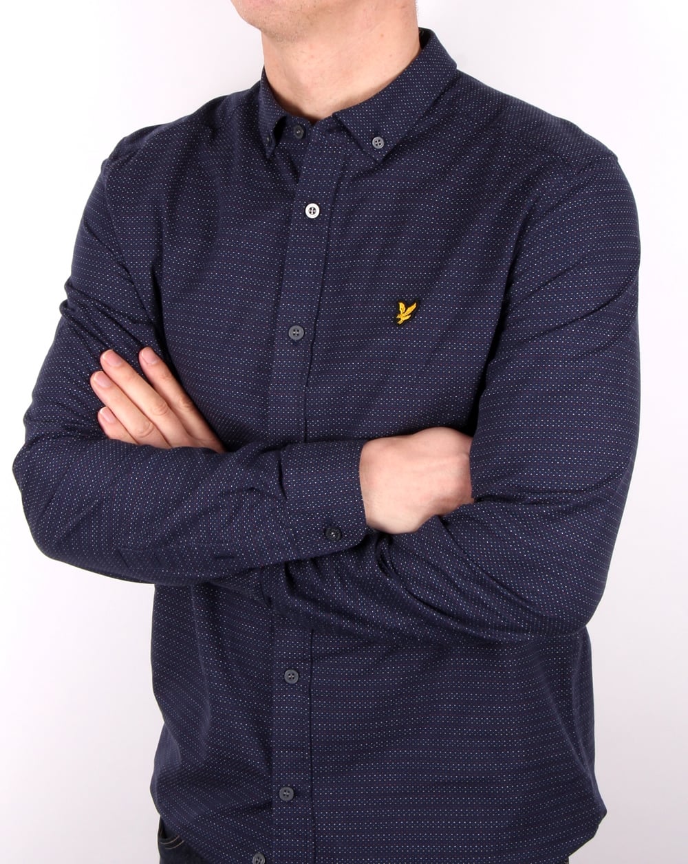 Lyle And Scott Multi Colour Running Stitch Shirt Navy - Image 2